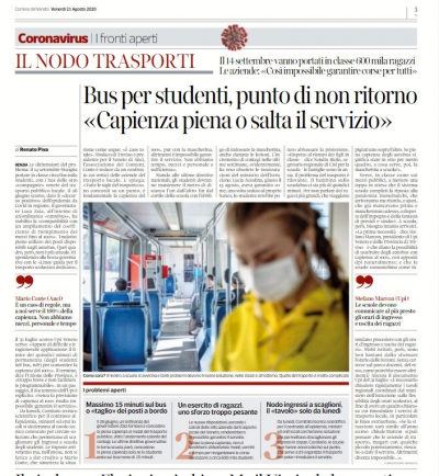 Trasporto pubblico locale e scuola: Marcon sul Corriere del Veneto